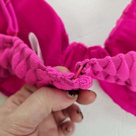 Good American Jacquard Demi Cup Bikini Top Hawaiian Pink Women's XLarge Beach - Picture 4 of 13